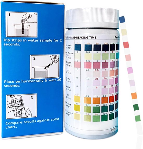 100 stuks aquariumteststrips - pH 9-in-1 watertester - aquarium-testset voor aquaria - warmwaterbronnen - zwembaden - vijvers van Merkloos	