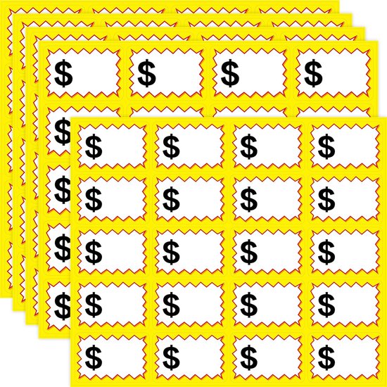 100 stuks garageverkoopstickers - blanco zelfklevende prijsstickers - werf verkoopprijsstickers met ruimte om prijzen te schrijven - verwijderen zonder resten - voor rommelmarkten en verkoop evenementen van Merkloos	