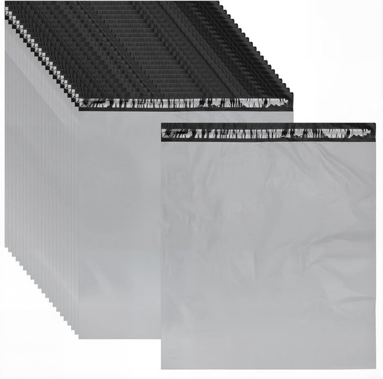 100 stuks grote zelfsluitende verzendzakken - 17,7 x 19,69 inch grijze pakketzakken voor het posten van kleding - gebruik in pakket - verzending - levering - minimalisme - grijs van Verpackin24