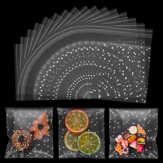 100 stuks kleine cellofaanzakken 10x10 cm doorzichtige matte koekjescellofaanzakken zelfsluitende kleine OPP-koekjeszakken, voedselveilige snoepzakken voor bakkerij, koekje, snoepjes, feestartikelen van Chnoyhet