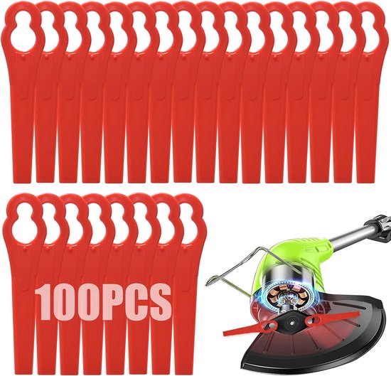 100 stuks kunststof grastrimmermessen, draadloze trimmermessen 83 mm grasmaaier snijmes tuinmaaier vervangende messen voor Florabest FRTA 20 A1, FAT 18B2, FAT 18B3 grastrimmers van Florabest