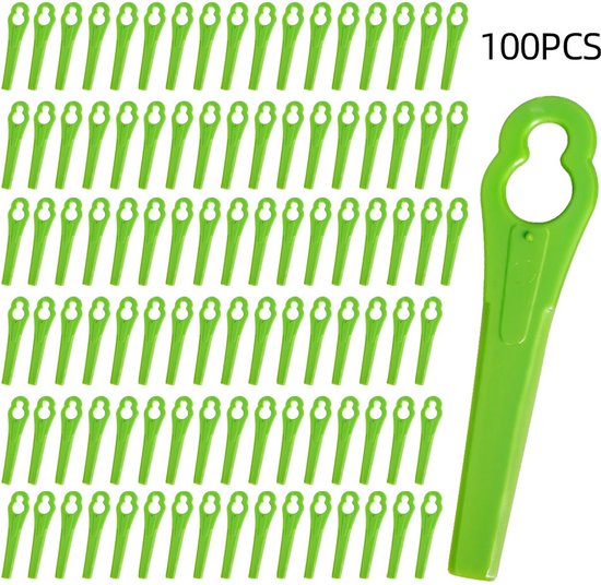 100 stuks kunststof maaierbladen - Draadloze maaierbladen - 83 mm grasmaaierbladen - Vervangende messen voor tuinmaaiers - geschikt Voor Einhell grasmaaiers van Dendor