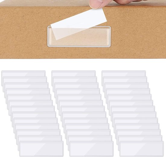100 Stuks Label Houder Plank - Plastic Labelhouders voor Opbergbakken - Zelfklevend Aanbrengen op Planken - Dossiers - Lades - Kasten - Kantoor en Decoratieve Benodigdheden van Merkloos	