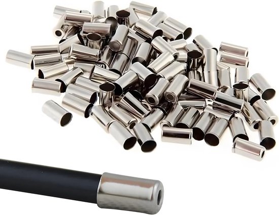 100 stuks metalen mountainbike-remhulzen, eindhulzen, remkabel, bruikbaar voor versnellingskabel fiets remkabel van Merkloos	