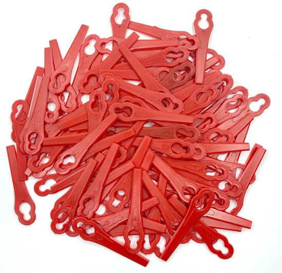 100 stuks reservemesjes voor trimmer, kantensnijder, kunststof trimmer, reservemes, tuin, grasmaaier, trimmer, messen voor accu grastrimmer van Merkloos	