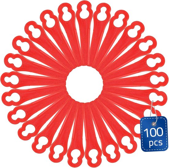 100 stuks set rode plastic grasmaaierbladen, binnenplaats grasmaaier, tuin grasmaaier, grasmaaier, grasmaaier, plastic blad, kalebasvormige tuin grasmaaier, trimmer blad van Merkloos	
