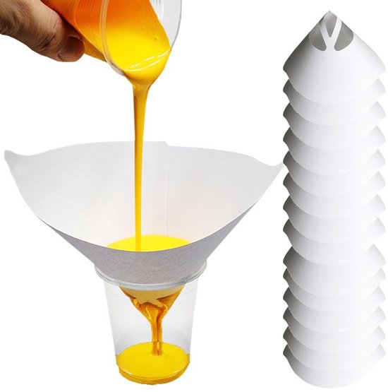 100 stuks-Verffilter - Coatingfilter - 100 mesh - Verffilterpapier - Papieren kegelvormig verffilter - Geschikt voor autolakken - coatings - chemicaliën - Wit - 10x15 cm
