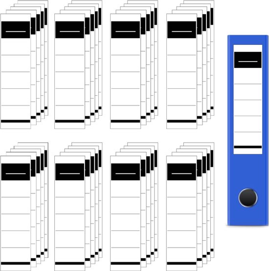 100 stuks zelfklevende ordneretiketten - rugetiketten voor standaardmappen - stickers voor smalle en brede mappen - 3,6 x 19 cm van Merkloos	