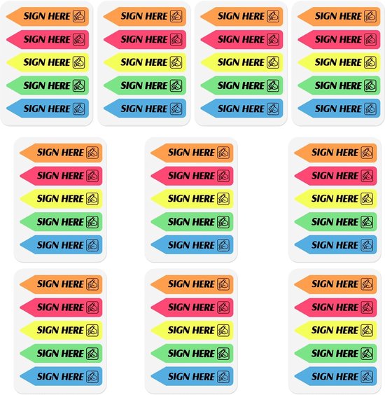 1000pcs Index Tabs Flags - Gekleurde Herbruikbare Tabs - Initial Here Stickers - Berichten Vlaggen - Pagina Vlaggen voor Planner - Pijltabs voor Herinneringen - Beoordeling (5 Kleuren) van Knaid