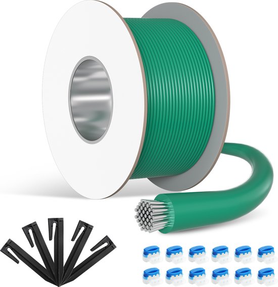100m perimeterdraad grensdraad set robotmaaier comp kabel connector bite-proof haringen van Merkloos	