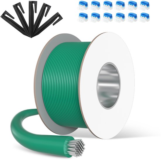 100m perimeterdraad grensdraad voor robotmaaier + 350 grondpinnen + 12 kabelconnectors
