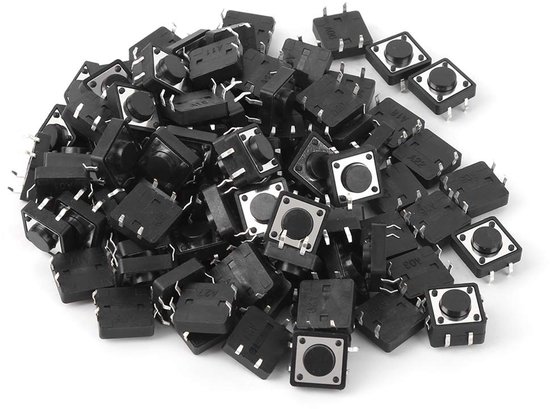 100Pcs DC12V Momentary Tact Push Button, 12x12x5mm 50mA Tactile Touch Mini Micro Switch Accessory van Merkloos	