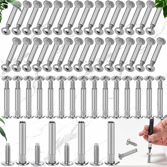 100Pcs Furniture Screws - Connecting Screws Voor Furniture - Furniture Connection Bolts Screw Set - Furniture Sleeve Bolts - Connecting Screws M8 - Voor Cabinets - Wooden Shelves (31-40mm) van Merkloos	