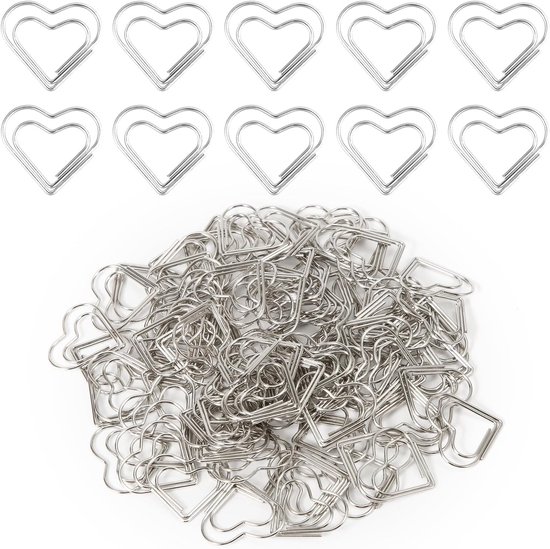 100st Mini Paperclips, Schattig Liefdeshart Paperclips Paperclips Klein voor Sorteren Organiseren Knutselen Papieren Kinderen Kantoor School Thuisgebruik (Zilver) van Merkloos	