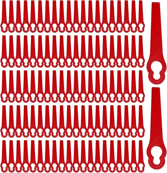 100stuks - machine trimmen mesvervanging - rode kunststof grasmaaiermessen - Geschikt Voor Grastrimmers - Reservemessen grastrimmer - vervanging voor grastrimmer - kunststof grastrimmer-messen van Merkloos	
