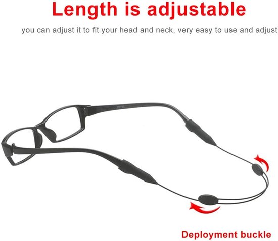 10.6 Inch Elastische Riem - Riemen en Haken voor Bril - Plastic Antislip Sport Bril Strap Cord - Bril Band Touw Houder van Merkloos	