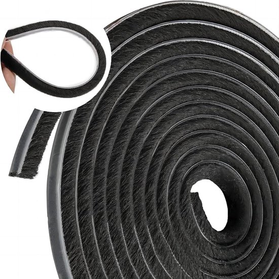 10M Zelfklevende borstelafdichting, borstelstrip, afdichtingstape, winddicht, stofdicht, afdichtingsband voor schuifdeuren, ramen, garderobe, afdichtingsborstel