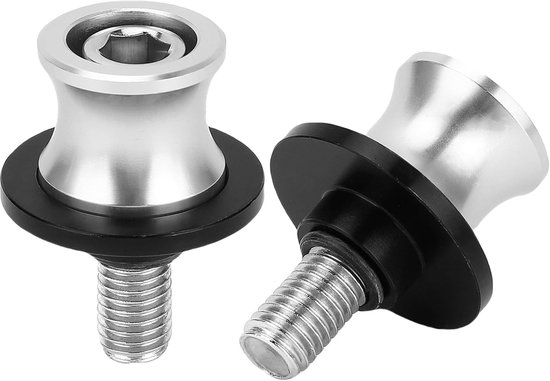 10mm Motorfiets CNC Achterstand Swing Arm Spool Sliders - Hard Geanodiseerd CNC Swing Arm Spool Stand Achterbrug Spoelen - 1 Paar Zilver van KATUR