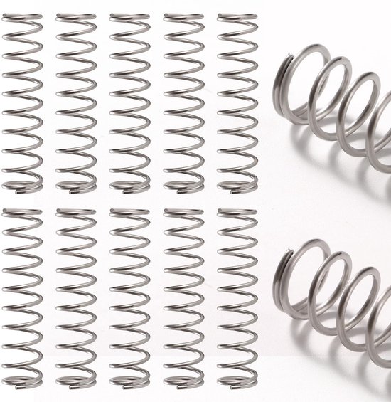 10Pcs 1.2 * 12 * 50mm Compression Springs - Mini Rvs Spiralen - Uitgebreide Drukveren - Voor Winkelen en Doe-Het-Zelf Reparatieprojecten van Merkloos	