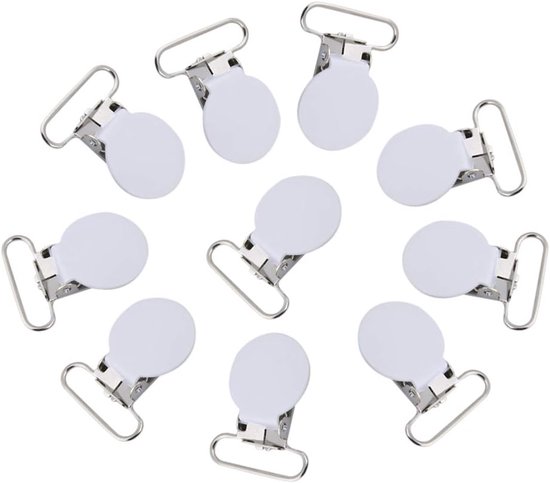 10Pcs 25mm Suspender Clips, Round Suspender Suspenders Pacifier Belt Holder Clip Pacifier Clips DIY Making Supplies(White), White van Axe Sickle