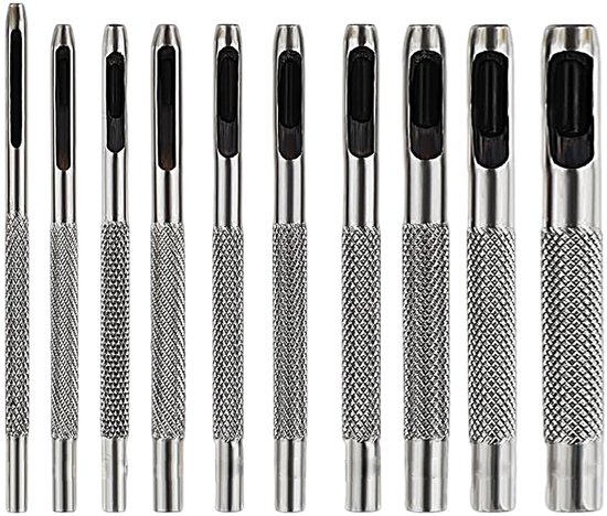 10Pcs Lederen Hole Punch Gereedschap Riem Gat Puncher voor Leer, Diverse 1.5-10MM Hollow Lederen Ponsen Leathercraft Ronde Gat Ponsen Gereedschap voor Lederen Horlogeband, Lederen Riem, Pakking Riem van Merkloos	