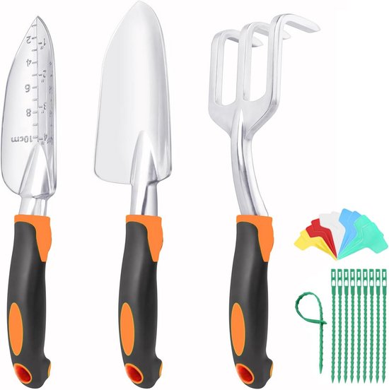 11-delige aluminium tuingereedschapset met tas en accessoires - duurzaam en gebruiksklaar voor binnen en buiten
