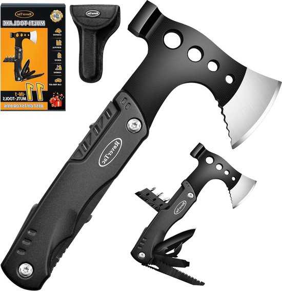 11-in-1 Multitool bijl mes hamer zaag flesopener schroevendraaier nylon schede - perfect cadeau voor mannen camping wandelen survival van BIBURY