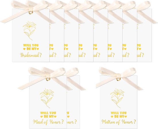 11 Stuks Bruidsmeisjesaanzoekkaart, 8 Will You Be My Bridesmaid Zijn-Kaarten 2 Maid of Honor 1 Matron of Honor Aanzoekcadeau voor Bruiloft Bruidsdouche (met Strik)