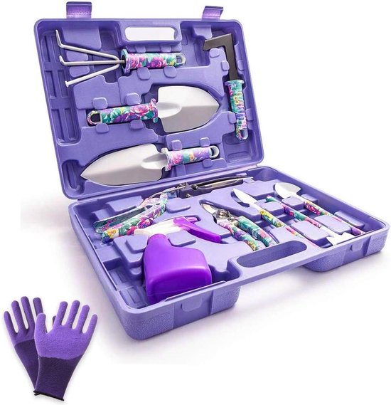 11 Stuks Lichtgewicht Tuingereedschap Set - Opbergkoffer Tuin Geschenkset van Vokmon