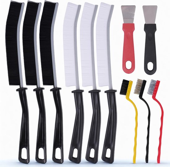 11 stuks reinigingsborstel voor spleten, Crevice Gap Cleaning Brush, multifunctionele reinigingsborstel voor keuken, badkamer, deuren en ramen