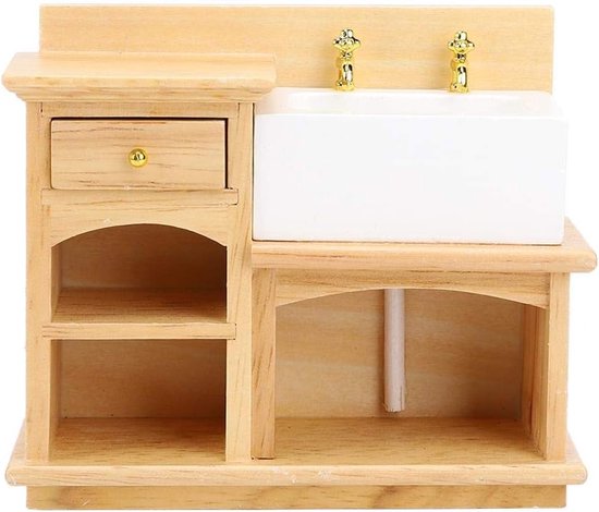 1:12 mini poppenhuis wastafel - miniatuur wastafel poppenhuis accessoire - realistische keuken badkamer wastafel - mini wastafel voor poppenhuis decoratie - gootsteen kopen van Merkloos	