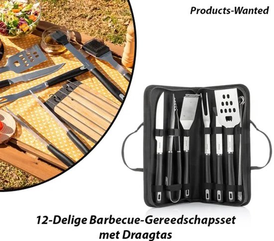 12-Delige Barbecue-Gereedschapsset met Draagtas van Merkloos	