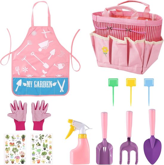 12 Delige Tuingereedschapset voor Kinderen - Compleet met Vorken, Schoppen en Harken - Perfect voor Onderwijs en Spel van Merkloos	