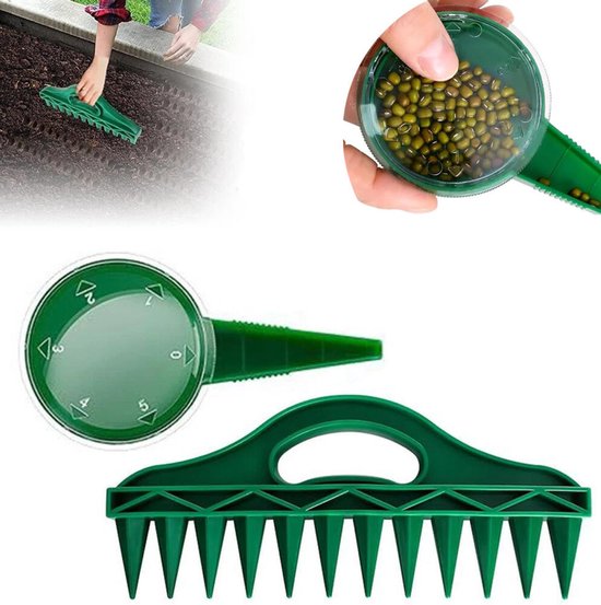 12-gaten hand zaaimachine - 2 Stuks - Grondperforator - Seeding hole punch - Verstelbare Zaad Verspreider - 5 verschillende korrelgrootte - Zaadverdeler - tuingereedschap - Tuin Zaad Dispenser - Handheld seeder tool - Zaaier - Planter - Seed drill van Merkloos	