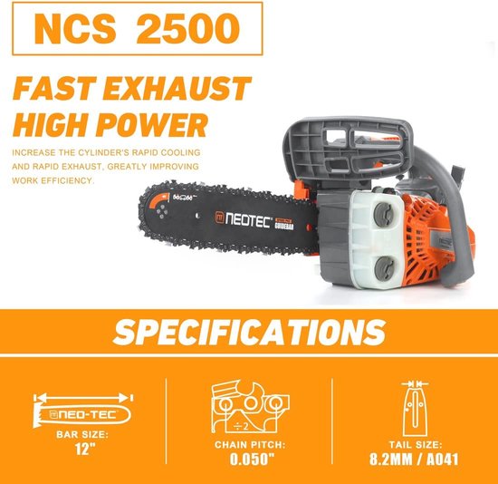 12 Inch Handvat Gas Kettingzaag - Draagbare 2-takt 25.4cc Houtzaag voor Bomen