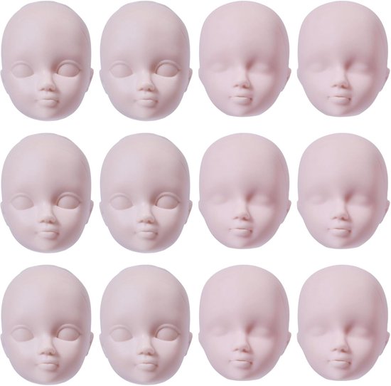 12 Pcs Doll Head met Menselijk Gezicht - Pop Hoofd Schilder Oefening - Make-up Oefening en Praktijk van Merkloos	