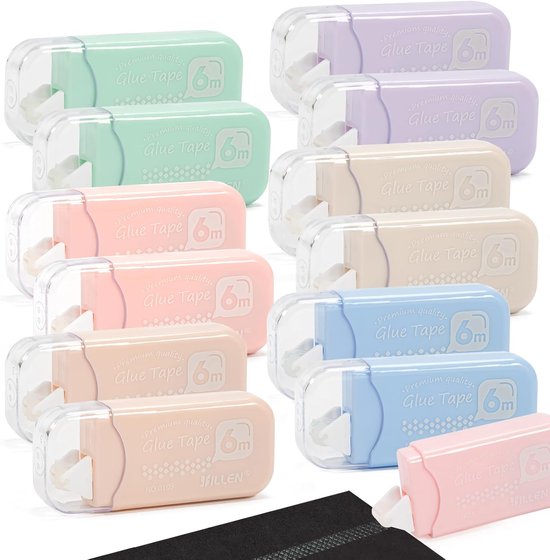 12 Pcs Glue Tape Roller - Scrapbook Benodigdheden - Dubbelzijdige Tape Dispenser voor School - Thuis Kantoor - Creatieve Klussen - Kaarten - Dagboeken en Scrapbook Accessoires (0.6cm x 6m) van Merkloos	