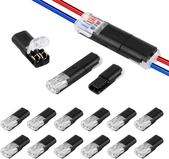 12 Pieces Waterdichte 2-Pin Car Cable Connectors - 12V Plug - Fast Cable Plug voor 18-22 Awg Cable Crimping van Merkloos	
