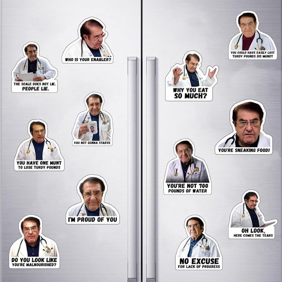 12 STKS Grappige Dr. Nowzaradan Magneet Set - PVC Koelkast Magneten - Zwart - Funny Doctor Styles - Decoratie voor Keuken van Merkloos	