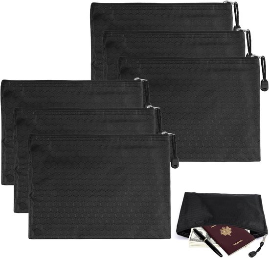12 Stuks A5 Banking Bags - Grote 23 X 17.8cm Oxford Katoen - Zipper Opbergzak - Waterdichte Mesh Structuur - Professioneel voor School - Kantoor - Cosmetica - Ontvangsten van Merkloos	