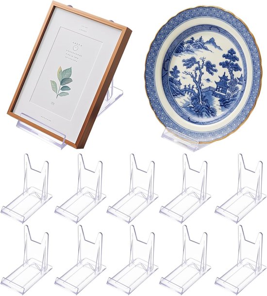 12 stuks acryl standaards bordstandaards kunststof standaards, verstelbare bordhouders, mini schildersezel voor boekstandaards, kaartstandaards, muntstandaards, ansichtkaartstandaards