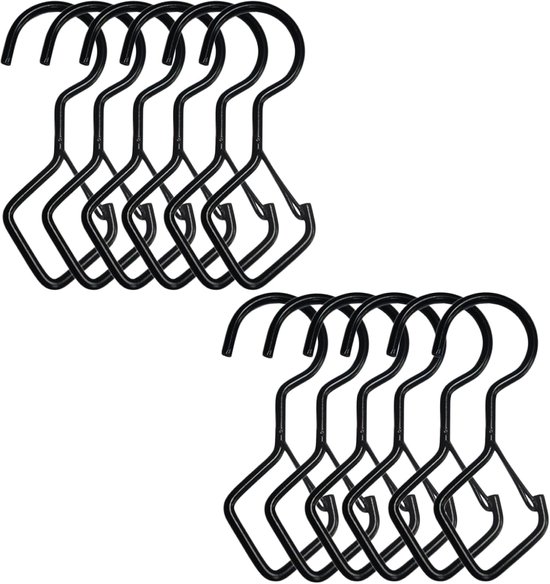 12 Stuks Black S Hooks - Heavy Duty S Hooks - Backpack Hooks - S Shaped Hooks - Voor Het Reinigen van Vloeren, Tegels en Hoeken van Anstore