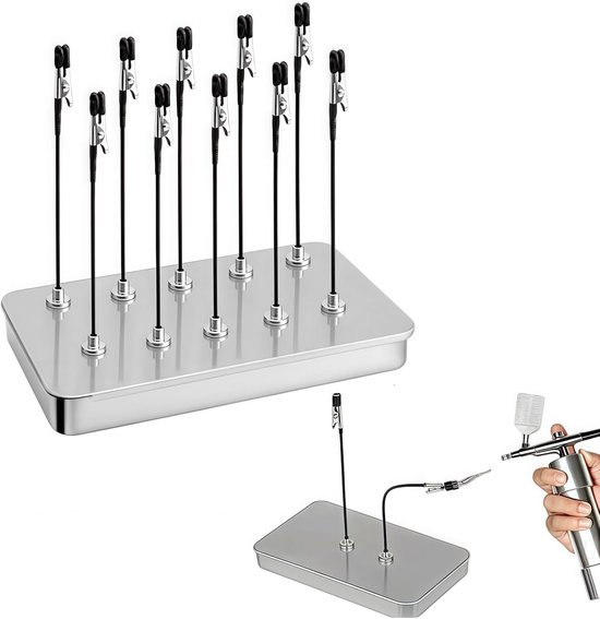 12 stuks flexibele soldeerhulp - krokodillenklemmen met magnetische voet - 1 ijzeren doos - derde hand solderen - modelschildergereedschap met standaard - ideaal voor modellering en helpend solderen van Merkloos	
