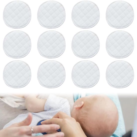 12 stuks herbruikbare borstvoedingsinzetstukken - wasbaar en huidvriendelijk - natuurlijk bamboekatoen - lekvrij - absorberend - ultrazacht voor borstvoeding en moeders van Merkloos	