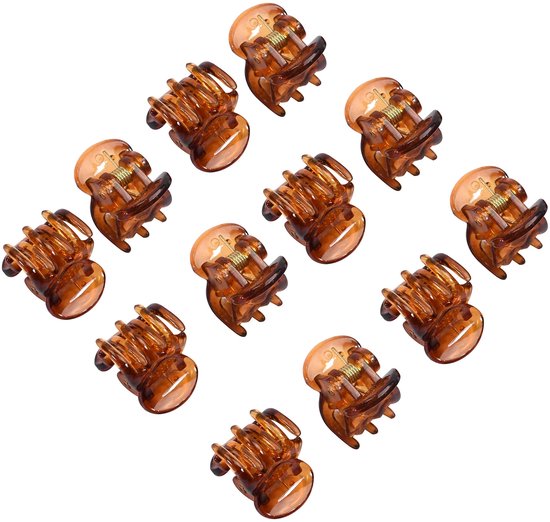 12 stuks mini-haarclips, klauwclips, bruine plastic mini-haarklauwen, antislip haarclip, haaraccessoires voor vrouwen en meisjes - door TRIXES