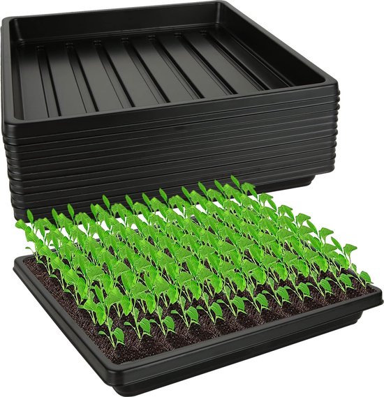 12 stuks plantenbakken voor kweek, lang, 26,9 x 26,9 x 3,6 cm kunststof kweekbak, plantenbakken voor kweek, smal, zonder afvoergaten van Hetacur