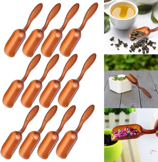 12 stuks - Tuinschep - Tuinschepjes - Grondschepjes - Zandschep - Plantenschepje - Tuingereedschap - mini-tuinschepjes - theeschepje - voor planten, graven en verpotten - voor badzout, waspoeder of losse thee - 15*2.3 cm