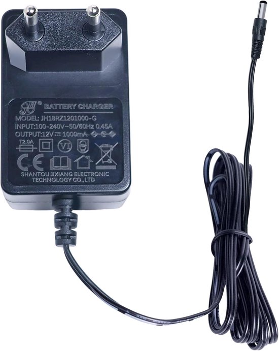 12 V Oplader voor Elektrische Auto's voor Kinderen - 1 A Oplader voor Motorfiets - SUV - ATV - Veel Elektrische Auto's - Ingang AC 100-240 V - Uitgang DC 1000 mA van Merkloos	