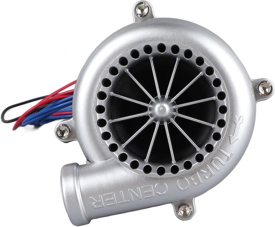 12 V turbo-afblaasventiel simulator - turbo geluidseffectmaker - zilveren elektronische nep-afvoerventiel simulator voor auto's en motorfietsen met buitengewoon geluid van Merkloos	