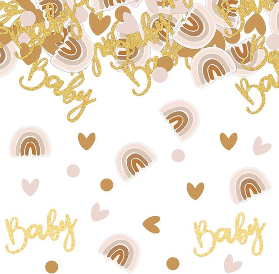 120 stuks babyshower-decoratie voor meisjes en jongens - regenboog - genderreveal - feestdecoratie - glitterende babyfeestdecoratie - tafel met 4 patronen van Merkloos	